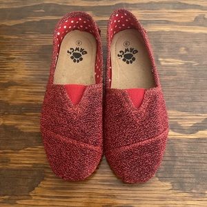 Red Sparkle Slip Ons